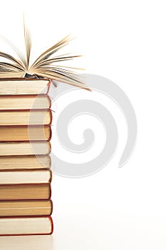 Stack of books on white background. Education concept. Back to school.