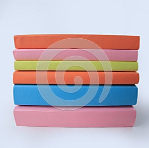 Stack of books on white background.photo with copy space