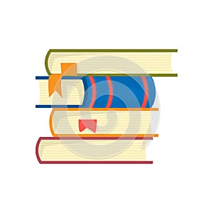 Stack of books on a white background. Pile of books vector illustration. Icon stack of books in flat style.