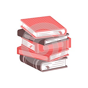 Stack of books isolated on white background. Pile of books vector illustration flat style.