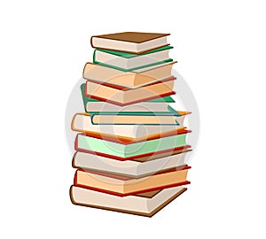 Stack of books on a white background. Pile of books vector illustration. Icon stack of books in flat style. Template