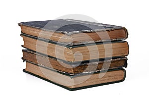 Stack of books in white background