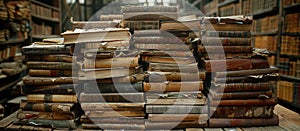 Stack of Books on Wooden Table