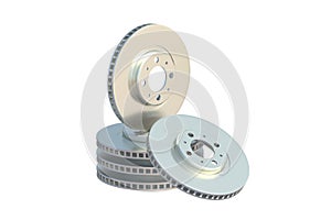 Stack of brake disks isolated on white background