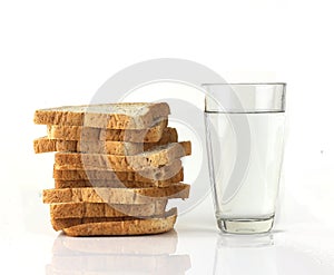 Stack of bread and water