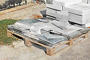 Stack of brick and material waste