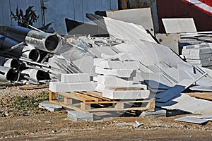 Stack of brick and material waste