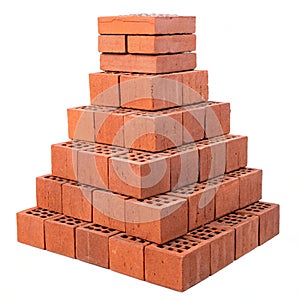 Stack of bricks isolated on white background