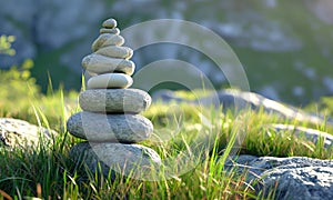 Stack of bright Stones in the Nature