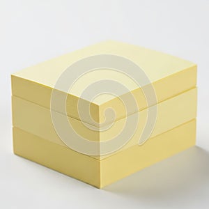 Stack of bright yellow sticky notes on white background