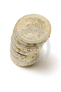 Stack of British pound coins