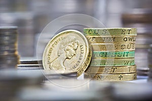 Stack of british pound coins
