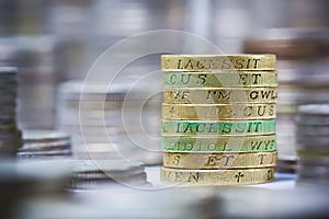 Stack of british pound coins