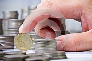 Stack of british pound coins