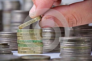 Stack of british pound coins