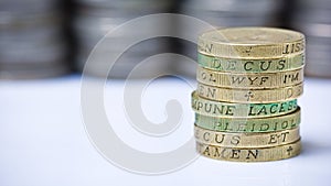 Stack of british pound coins
