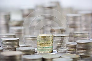 Stack of british pound coins
