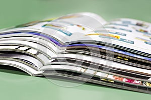 Stack of brochures in print plant