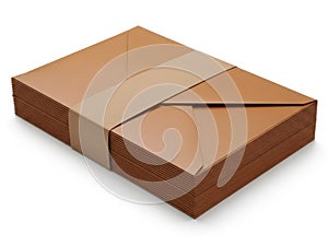 Stack of brown cardboard boxes isolated on white background