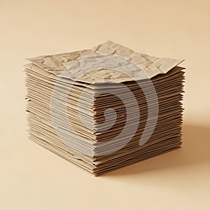 A stack of brown cardboard sheets on a beige background