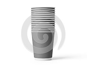 Stack of brown paper cups isolated on white background