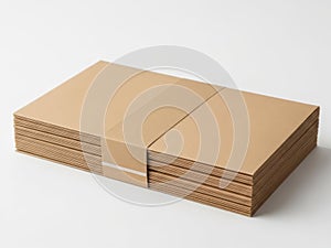 Stack of brown paper envelopes isolated on white background