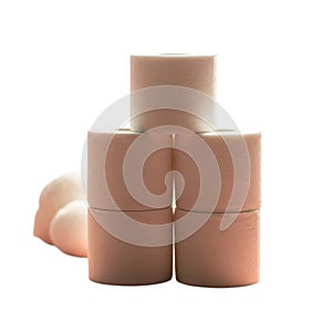 Stack of brown paper rolls isolated on transparent background isolated on transparent background