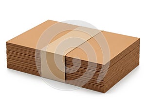 Stack of brown paper sheets isolated on white background