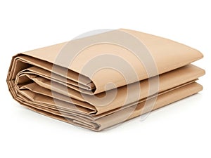 Stack of brown paper sheets isolated on white background