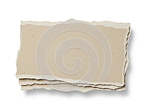 Stack of brown paper sheets isolated on white background