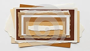 Stack of brown paper sheets isolated on white background