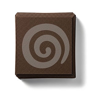 Stack of Brown Square Cards with Shadow