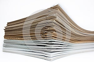 Stack of brown and white paper