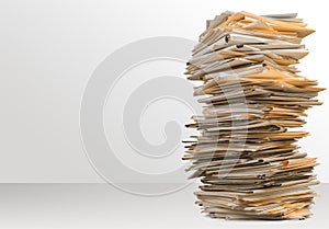 Stack of business documents on background