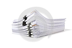 Stack of business papers isolated