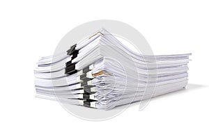 Stack of business papers isolated photo