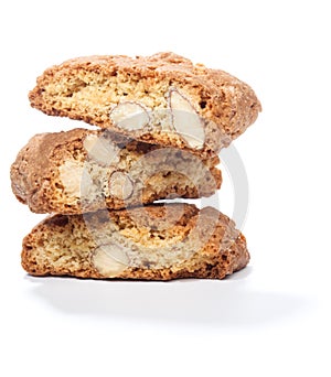 Stack of cantuccini cookies with almond