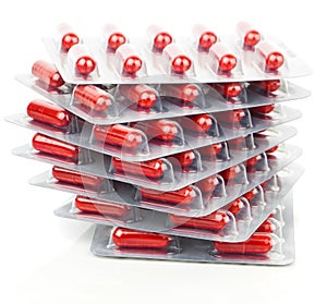 Stack of capsules packed in blisters / flu pills