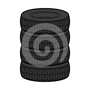 Stack of car tires isolated. vector illustration