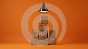 Stack of cardboard boxes.AI generated image