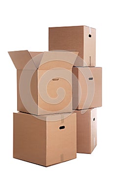 Stack of cardboard boxes isolated