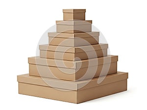 Stack of cardboard boxes isolated on white background
