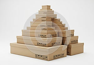 Stack of cardboard boxes isolated on white background