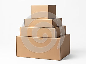Stack of cardboard boxes isolated on white background
