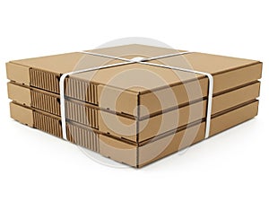 Stack of cardboard boxes isolated on white background