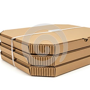 Stack of cardboard boxes isolated on white background