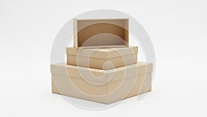 Stack of cardboard boxes isolated on white background