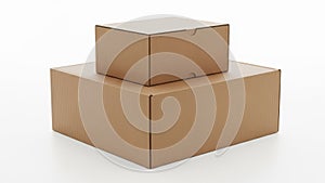 Stack of cardboard boxes isolated on white background
