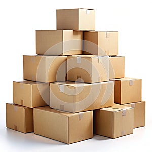 Stack of Cardboard Boxes isolated on white background