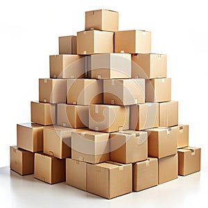 Stack of Cardboard Boxes isolated on white background